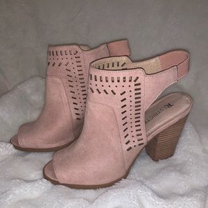Suede Peep Toe Booties